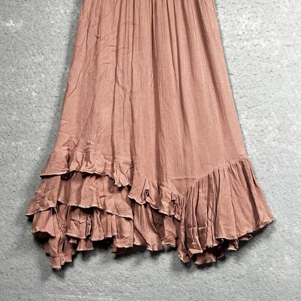 Free People Lace Slip Dress Womens Size XS Adella Dusty Rose Pink Ruffle Dress - Picture 4 of 12